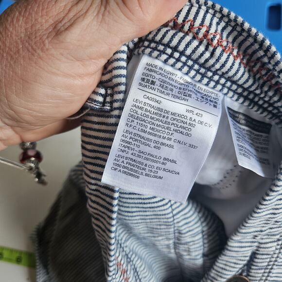 Levis Waist 31 Women Vintage Inspired Railroad Stripes Classic Denim Shorts - Picture 8 of 16